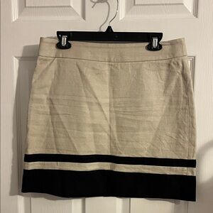 LOFT Beige and Navy Blue Mini Skirt